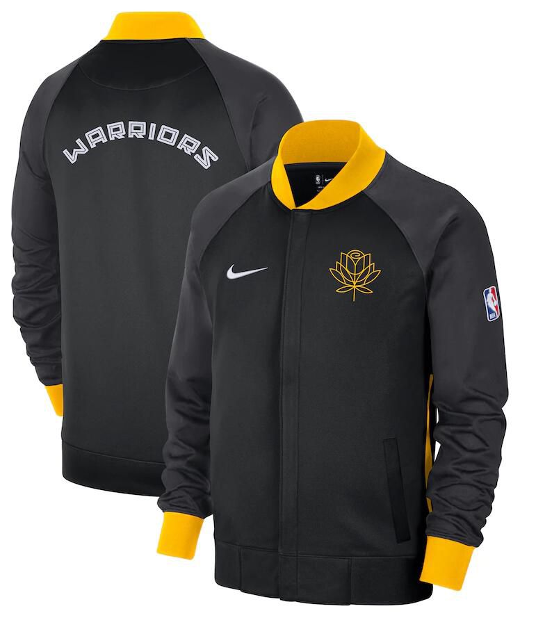 Men Golden State Warriors Black Nike City Edition Full Zip Jacket 2023 NBA Jersey->denver nuggets->NBA Jersey